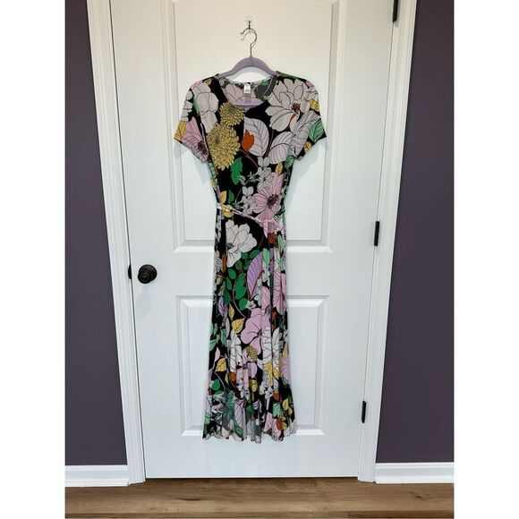 London Times Floral Ruffle Asymmetrical Bottom Maxi Dress Size 4 - Picture 1 of 9
